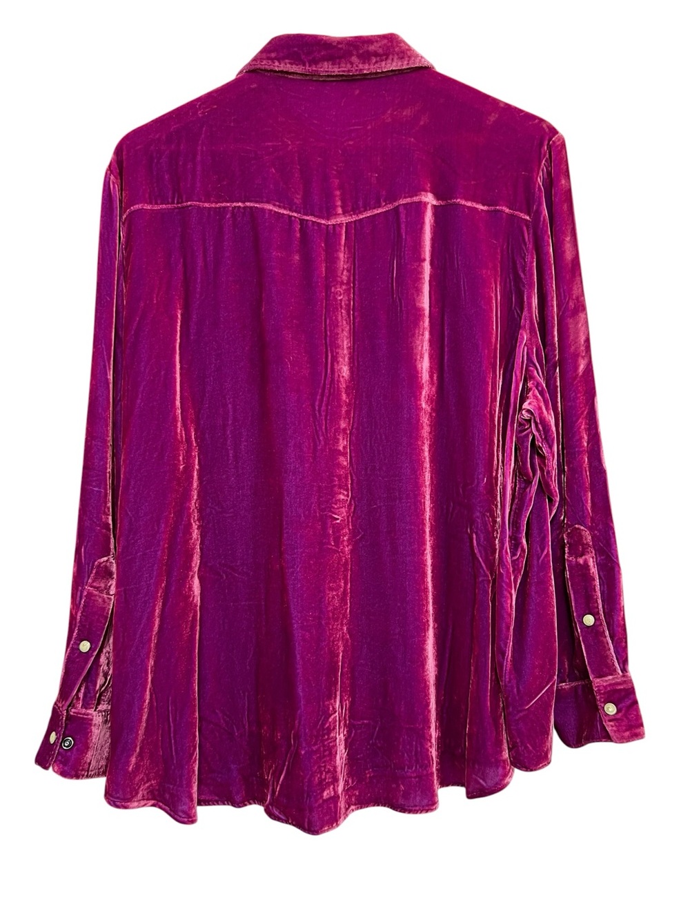 Sundance Rayon/Silk Velvet Button Up Shirt Long Sleeve Fuchsia Pink Size XXL - Picture 9 of 16